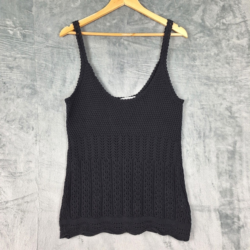 Vintage Old Navy Top Large Black Crochet Boho Y2K Hippie Festival Cottagecore